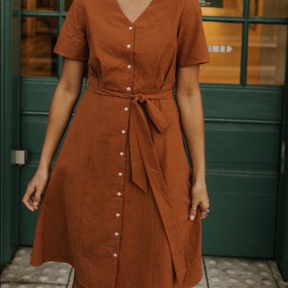 NWT Tanya plaid dress, burnt orange